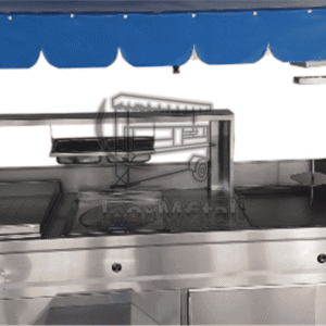 carrito taquero "icono azul" | estación de pastor de 8 piedras y plancha calibre 10